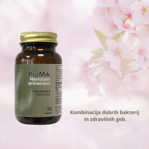 "Probiotik za želodec ProMik Hericium erinaceus – prehransko dopolnilo z naravno formulo"