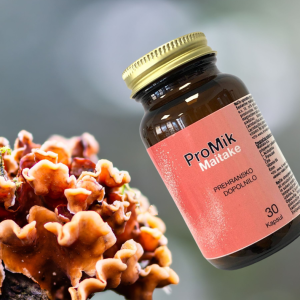 ProMik Maitake probiotiki z gobo Maitake – naravna kombinacija za podporo imunskemu sistemu in črevesni mikroflori.