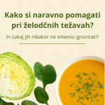 Naslovna slika članka: Kako si naravno pomagati pri želodčnih težavah – zelena zelenjava (špinača, brokoli, zelje) in skleda tople zelenjavne juhe kot primer lahke in želodcu prijazne prehrane
