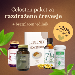 Celosten paket za razdraženo črevesje – naravna podpora za prebavo in bakterijsko ravnovesje (Balansera).