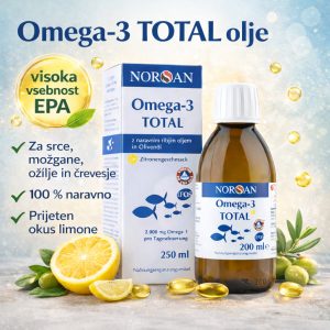 omega 3 total olje norsan – visoka vsebnost epa, podpora za srce, možgane, ožilje in črevesje