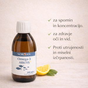 Omega-3 Arktis olje Norsan z DHA za možgane, vid in mentalno jasnost